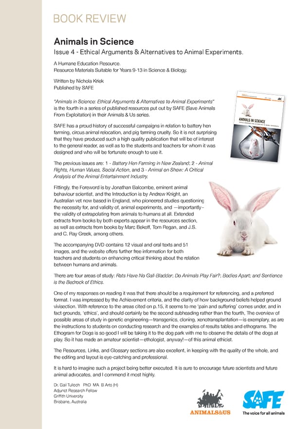 REVIEW of Animals in Science by Dr Gail Tulloch