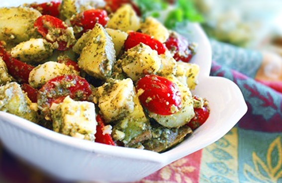 Roasted potato pesto salad