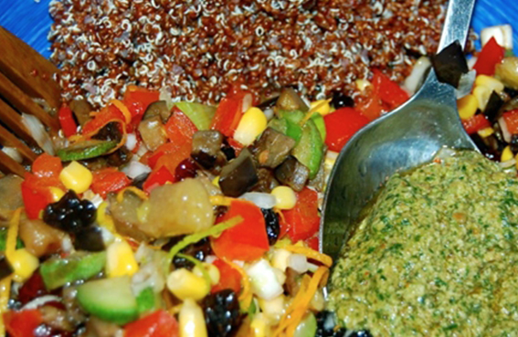 Tutti Frutti Quinoa Salad with Pesto