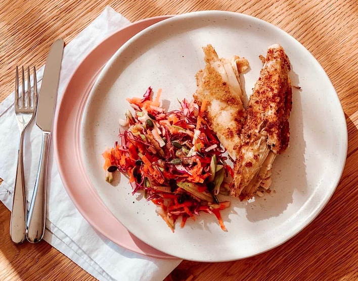 Vegan ‘fish’ and slaw
