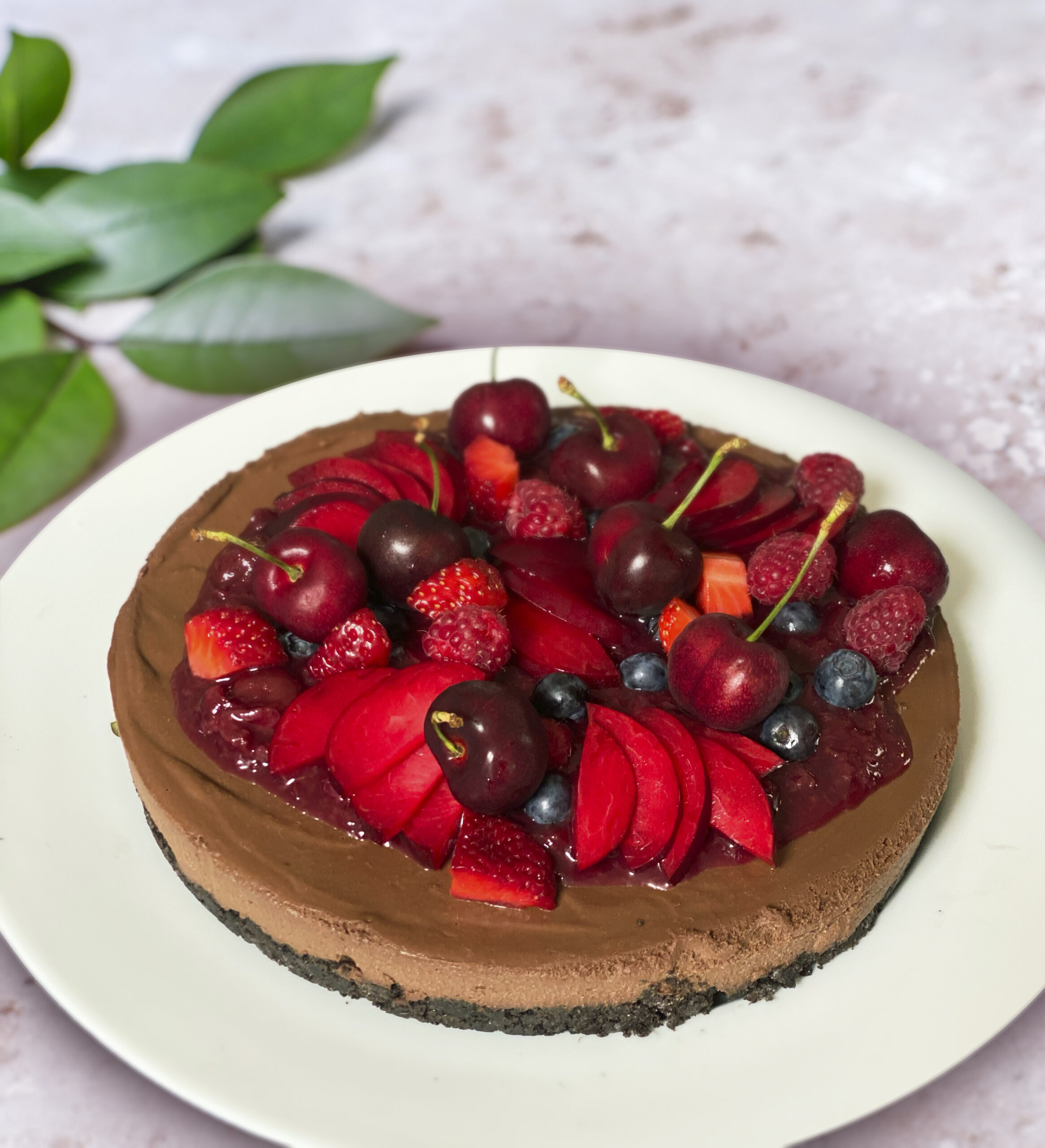 No bake Vegan Black Forest Chocolate Tart